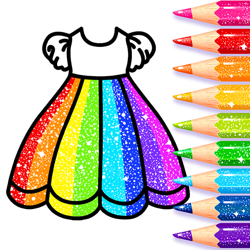 Glitter Dress Coloring Game for Girls